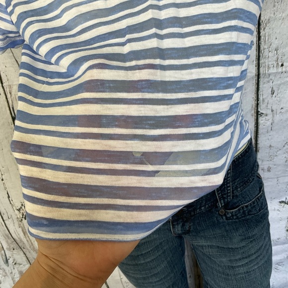 Aeropostale Original Brand Blue Striped Semi Sheer Crop Top Sz Small NWT - Picture 3 of 4
